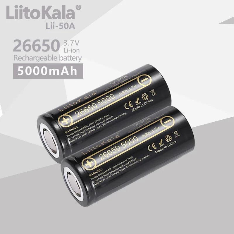 1-18pcs LiitoKala lii-50A 26650 5000mah lithium battery 3.7V 5000mAh - VirtuousWares.Store
