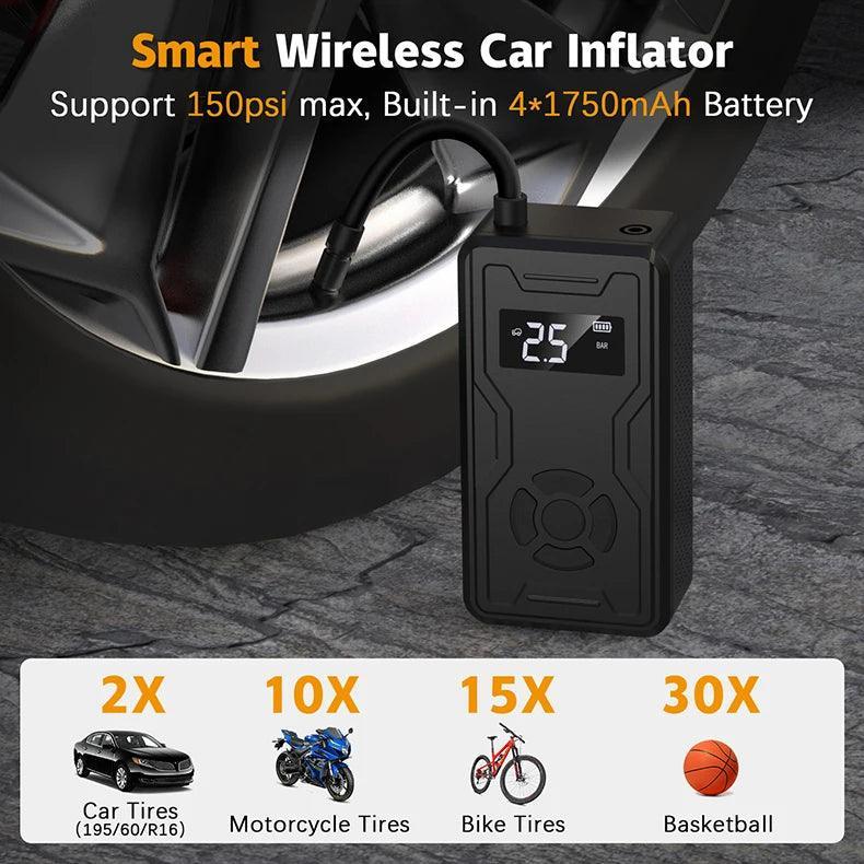 2 in 1 Portable Electric Tire Inflator Pump Power Bank Car Air - VirtuousWares.Store