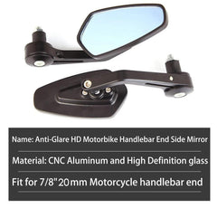2x 7/8" 20mm Motorcycle Rear View Mirrors Anti-Glare HD Motorbike - VirtuousWares.Store
