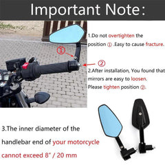 2x 7/8" 20mm Motorcycle Rear View Mirrors Anti-Glare HD Motorbike - VirtuousWares.Store
