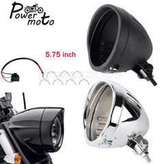 5.75 inch Motorcycle Steel Headlight Housing Bucket Lighthouse Shell - VirtuousWares.Store