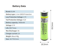 ELAIK Protected Original Rechargeable battery 18650 NCR18650B 3400mah - VirtuousWares.Store