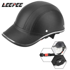 LEEPEE For Cafe Racer Chopper Scooter Safety Hard Hat Half Face - VirtuousWares.Store