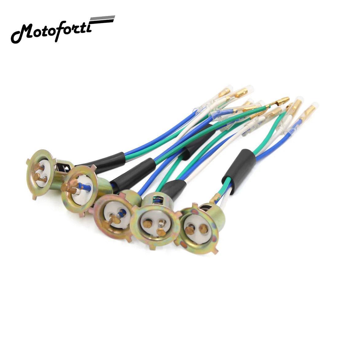Motoforti 1pcs 2pcs 5Pcs Metal 3 Wires Motorcycle Headlight Lights - VirtuousWares.Store