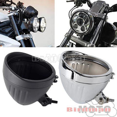 Motorcycle 5.75" Vintage Round Headlight Housing Bucket With Visor - VirtuousWares.Store