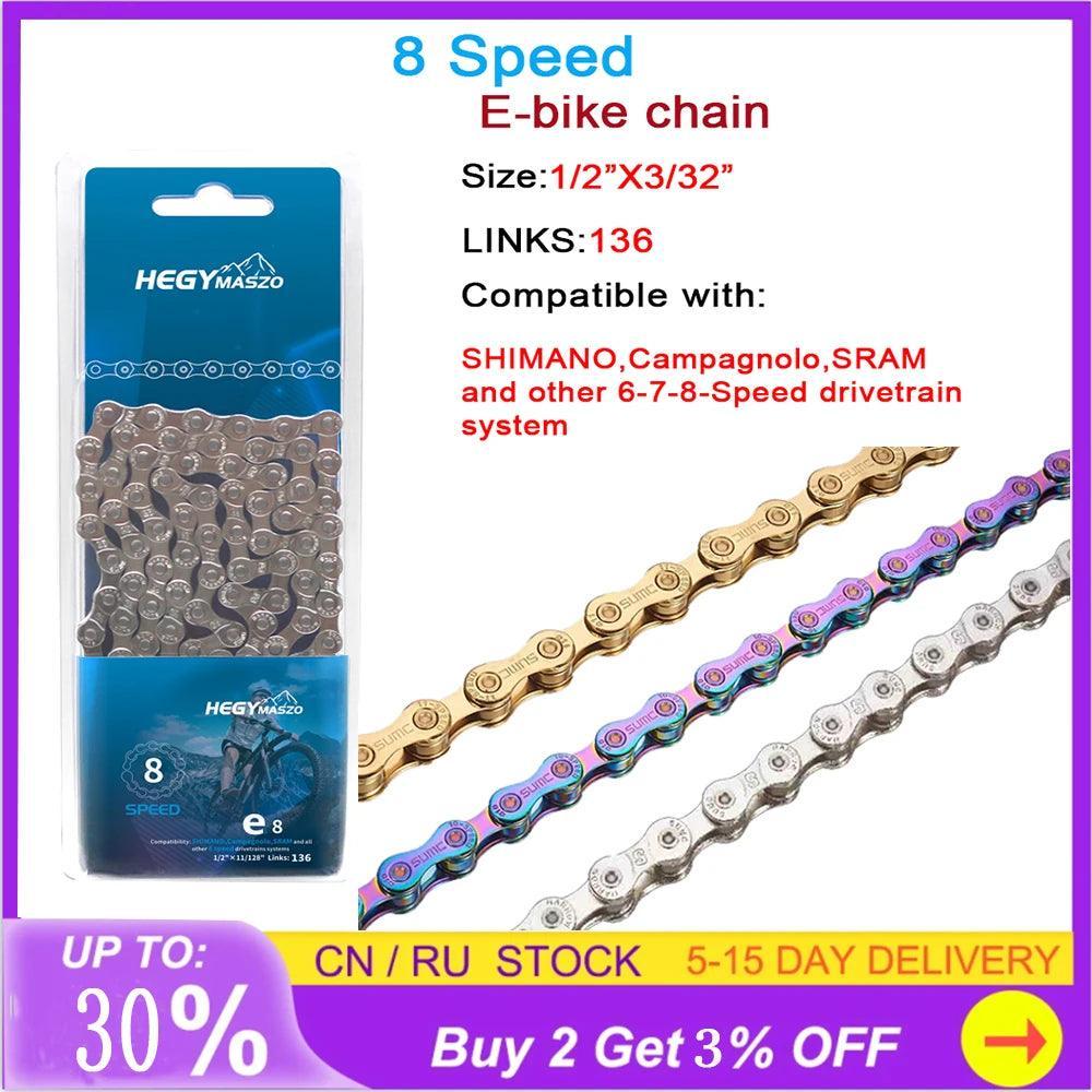 Original E-Bike Chains 8 speed 136 Links Electric bicycle chain For - VirtuousWares.Store
