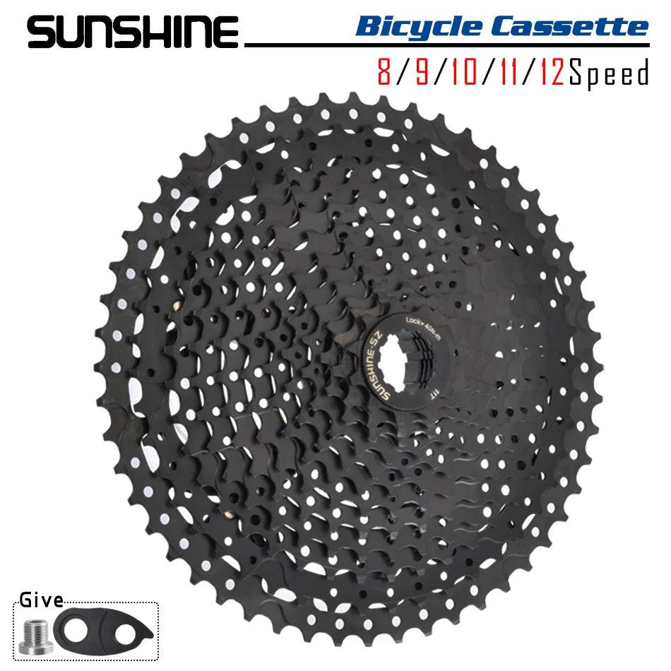 SUNSHINE Black Bicycle Freewheel MTB Bike Cassette K7 8/9/10/11/12 - VirtuousWares.Store