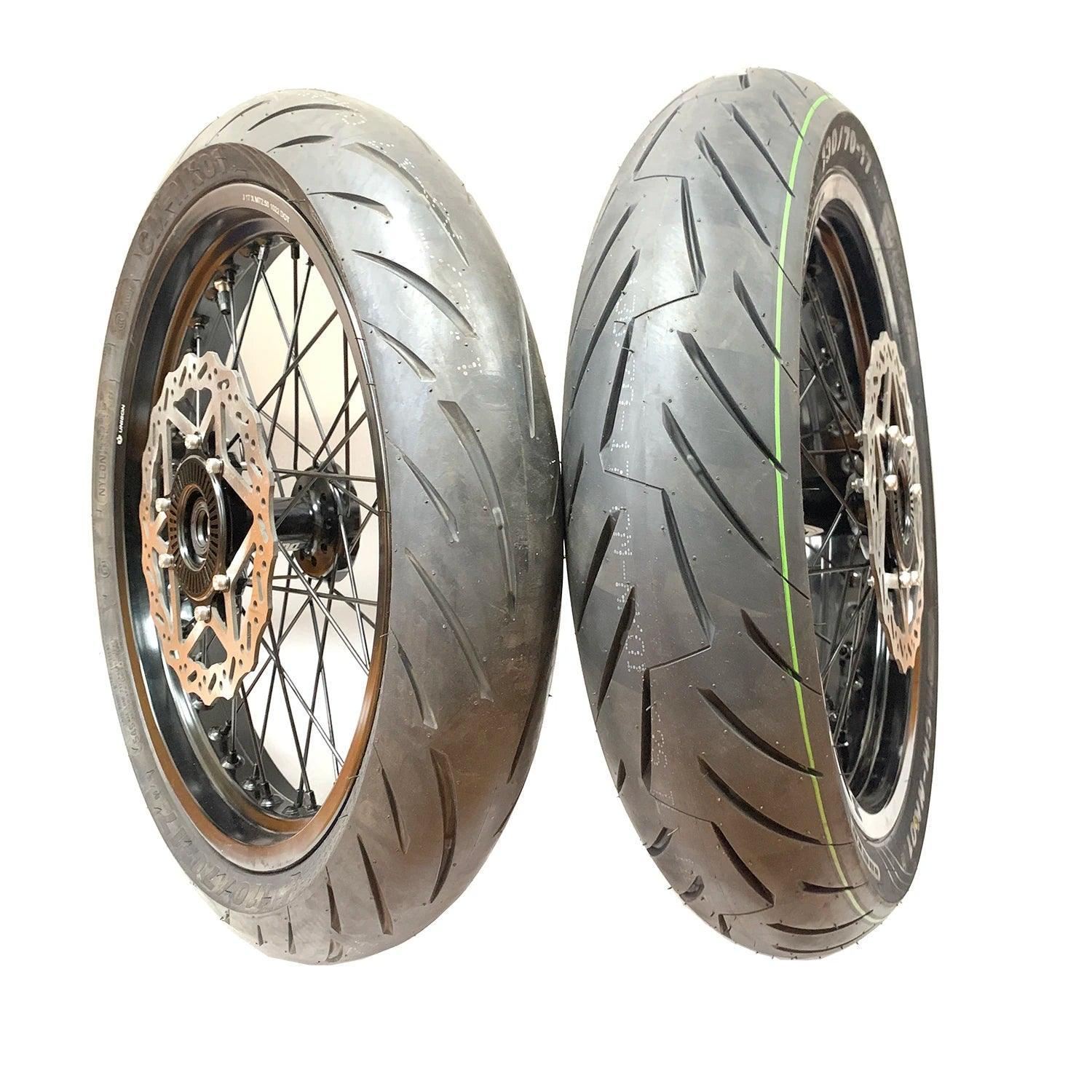 Surron Ultra bee 17inch Tire street conversion wheel assembly front - VirtuousWares.Store