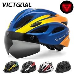 VICTGOAL Bicycle Helmet For Men Taillight Magnetic Goggles UV400 Lens - VirtuousWares.Store
