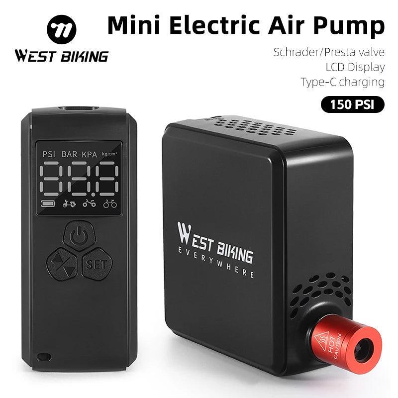 WEST BIKING Bike Pump Portable Mini Electric Air Pump 150PSI Tire - VirtuousWares.Store
