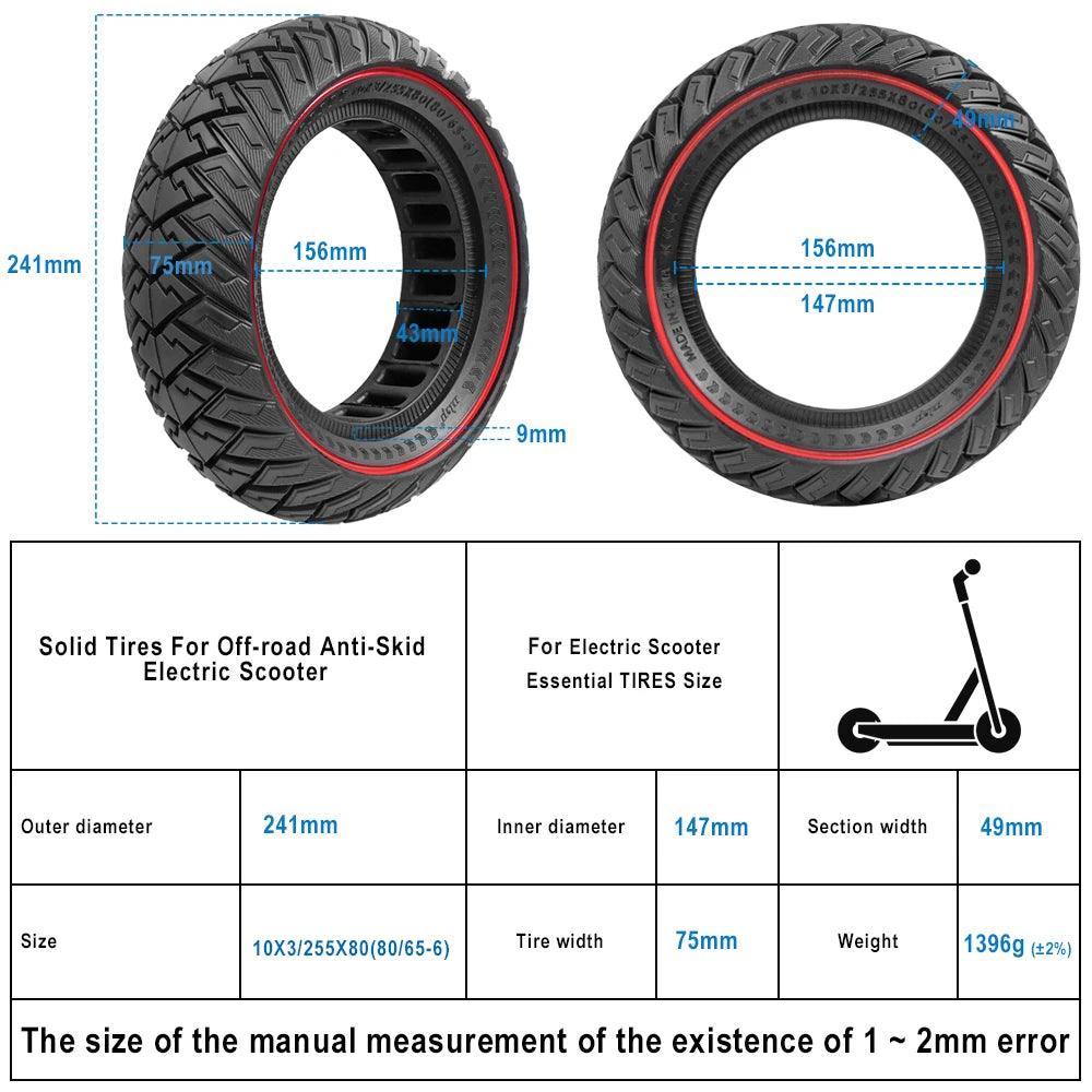 10*3/255*80(80/65-6)Off-road Tubeless Solid Tire For KUGOO M4 - VirtuousWares.Store