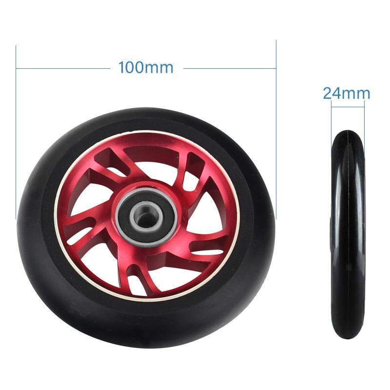 100mm Scooter Wheels Replacement With Bearings Aluminum Wear-resistant - VirtuousWares.Store