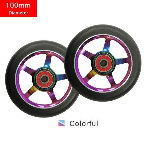 100mm Scooter Wheels Replacement With Bearings Aluminum Wear-resistant - VirtuousWares.Store