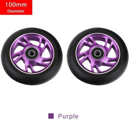 100mm Scooter Wheels Replacement With Bearings Aluminum Wear-resistant - VirtuousWares.Store