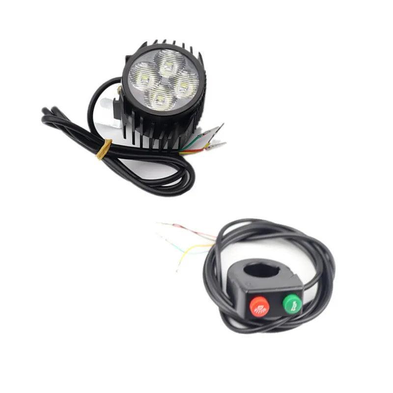 12-80V E-bike Front Lamp Light With Horn For Kugoo Electric Kick Scooter Electric Bicycle Led Headlights Cycling Part Accessory - VirtuousWares.Store
