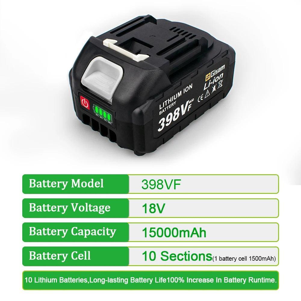 18V Rechargeable Lithium Ion Battery 22500mAh 15000mAh Lithium Battery With Battery indicator For Makita Power Tools Battery - VirtuousWares.Store