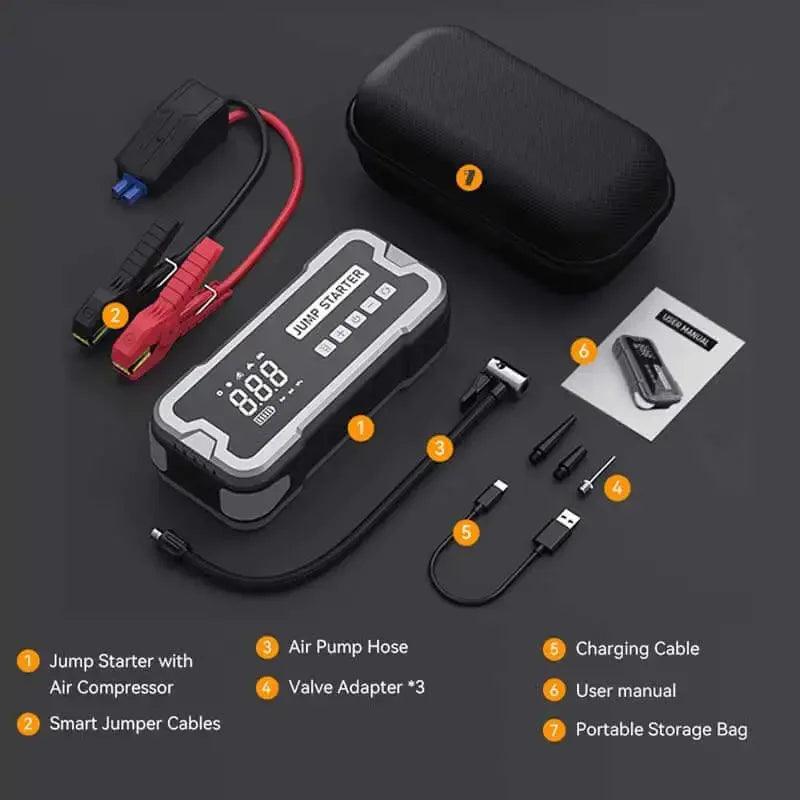 2 IN 1 2000A Portable Power Bank Jump Starter 150PSI Tire Inflator Air - VirtuousWares:Global