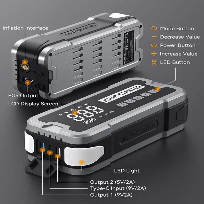 2 IN 1 2000A Portable Power Bank Jump Starter 150PSI Tire Inflator Air - VirtuousWares.Store
