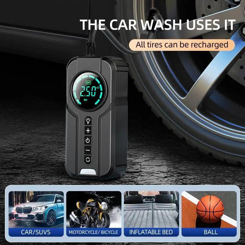 2 In 1 Portable Air Compressor Wireless Car Air Pump Power Bank Auto - VirtuousWares.Store