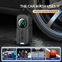 2 In 1 Portable Air Compressor Wireless Car Air Pump Power Bank Auto - VirtuousWares.Store