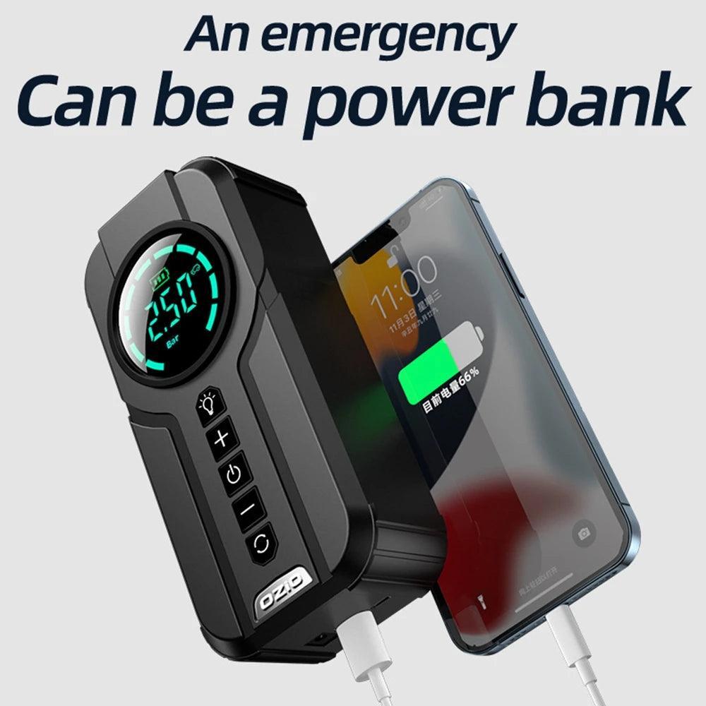 2 In 1 Wireless Portable Car Air Pump Power Bank Air Compressor Auto - VirtuousWares:Global