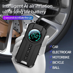 2 In 1 Wireless Portable Car Air Pump Power Bank Air Compressor Auto - VirtuousWares.Store