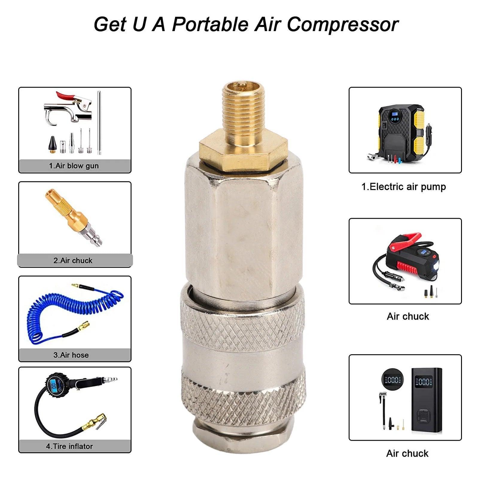 2 Pack Portable Air Compressor Adapters Heavy Duty Steel Male Thread - VirtuousWares:Global
