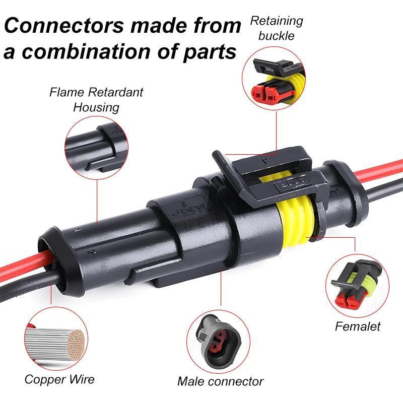 2 Pin Way Plug Waterproof Automotive Car Wire Electrical Connectors - VirtuousWares.Store
