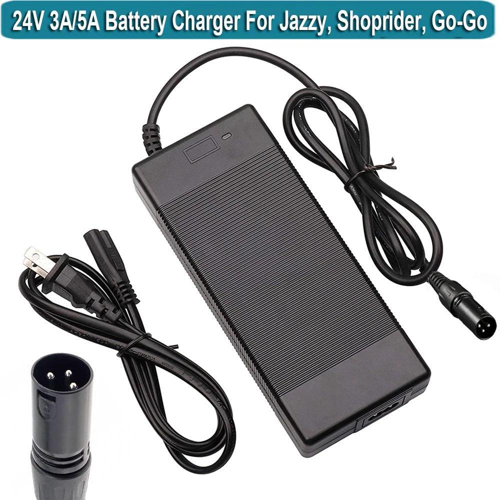 24V 3A 5A Battery Charger for Wheelchairs Jazzy Power Chair Pride - VirtuousWares.Store