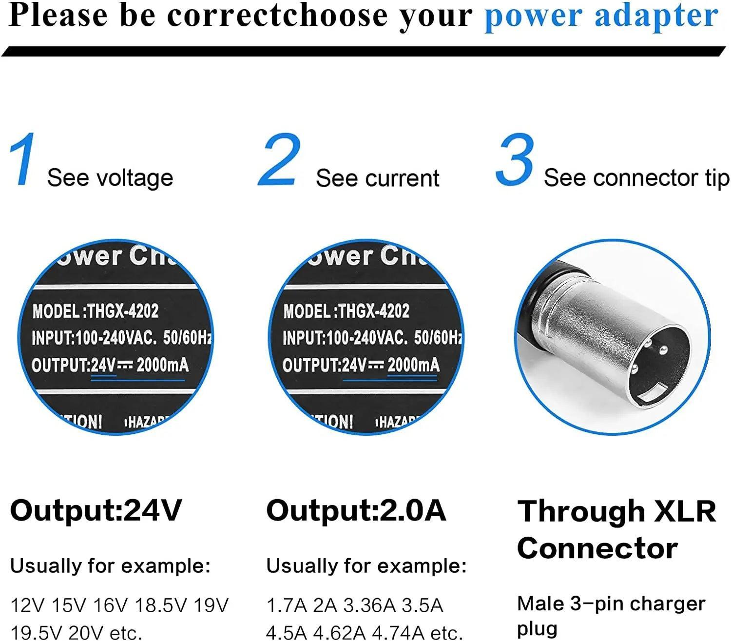 24V 5A 3-Pin Male XLR Connector Battery Charger for Lakematic,Pride - VirtuousWares.Store