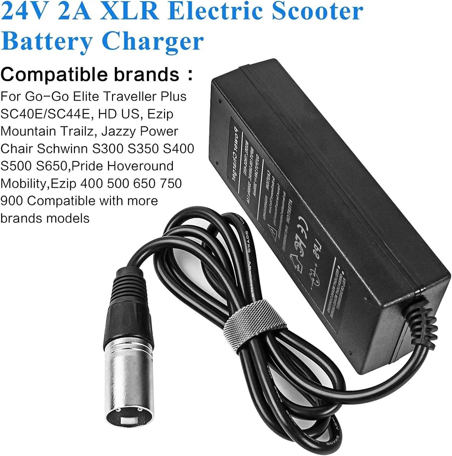 24V 5A 3-Pin Male XLR Connector Battery Charger for Lakematic,Pride - VirtuousWares.Store