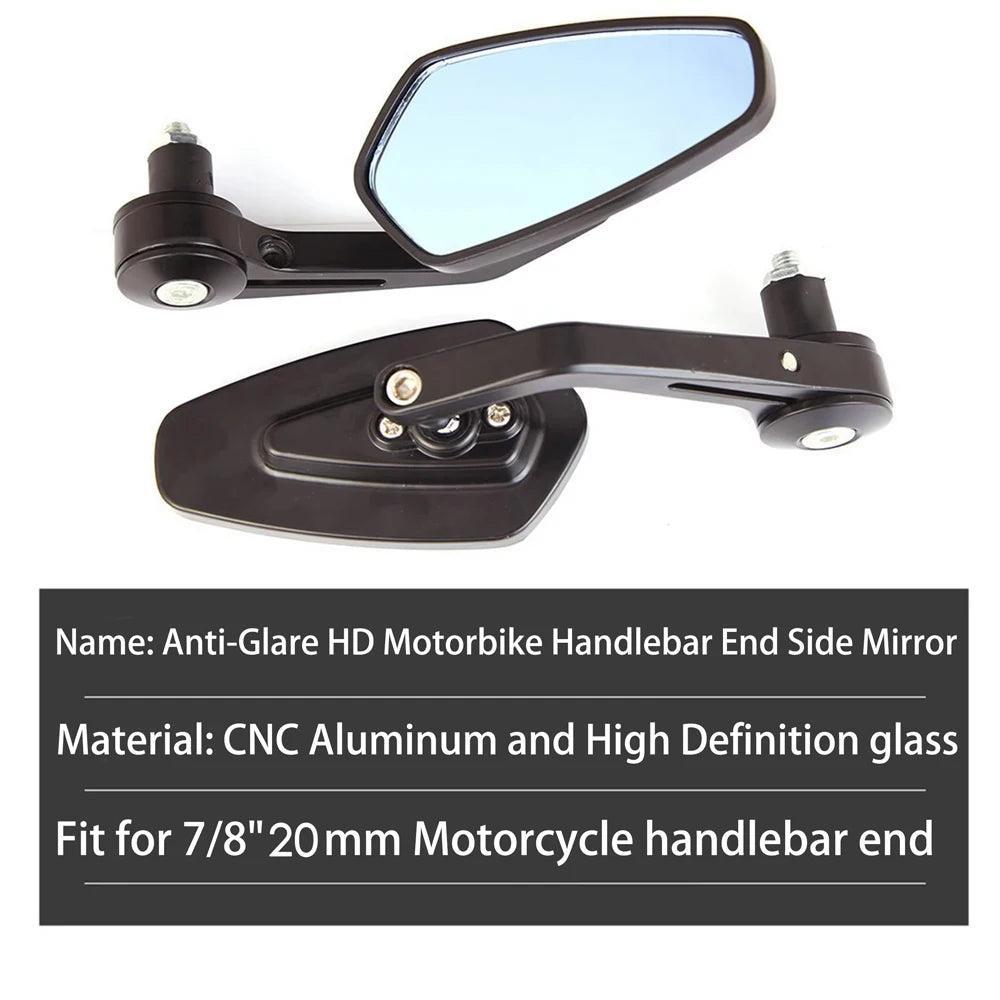 2x 7/8" 20mm Motorcycle Rear View Mirrors Anti-Glare HD Motorbike - VirtuousWares.Store