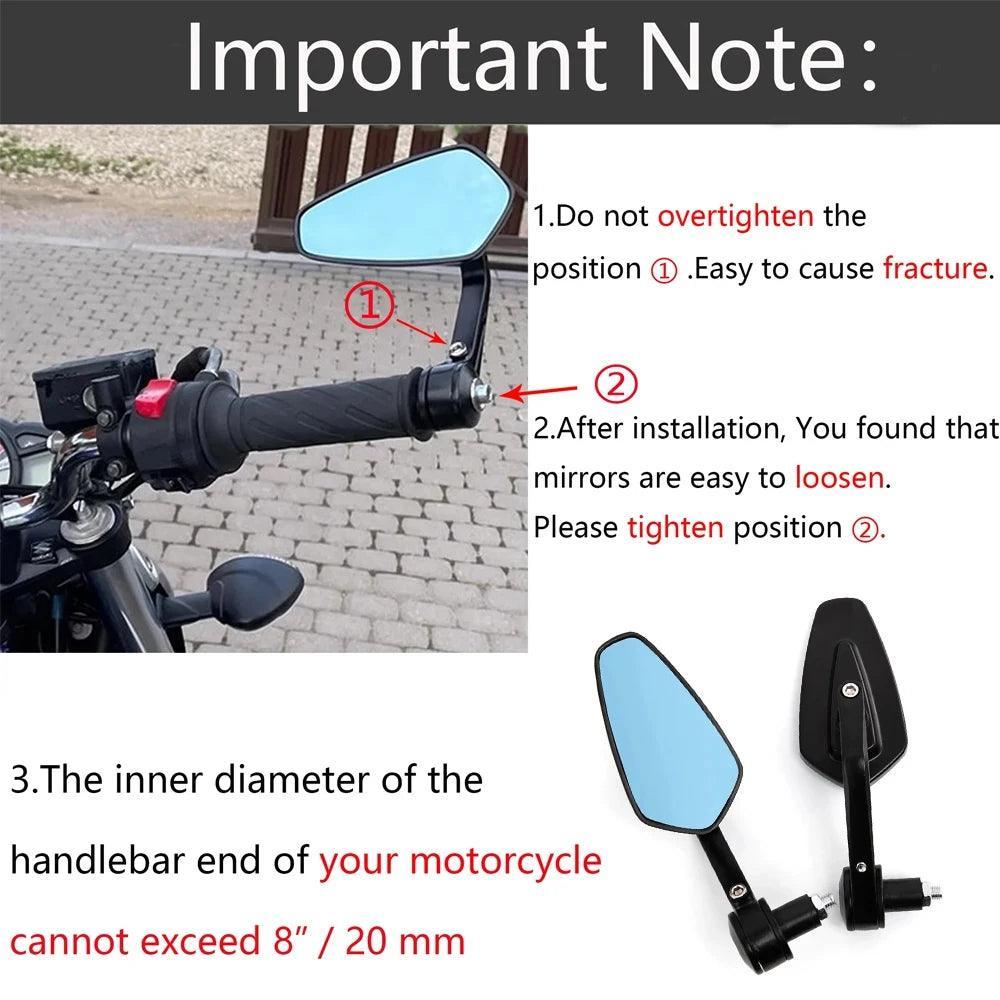 2x 7/8" 20mm Motorcycle Rear View Mirrors Anti-Glare HD Motorbike - VirtuousWares.Store