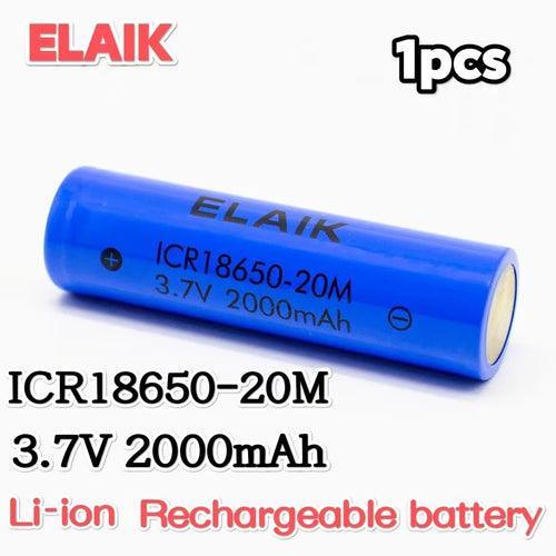 3.7V 2000mah 18650 Battery ELAIK 20M ICR18650 10A Lithium Ion Battery - VirtuousWares.Store