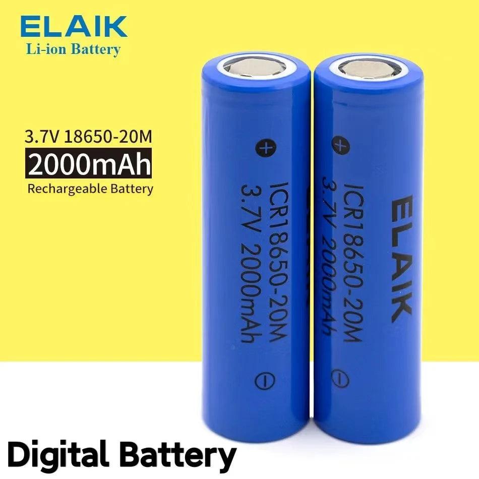 3.7V 2000mah 18650 Battery ELAIK 20M ICR18650 10A Lithium Ion Battery - VirtuousWares.Store