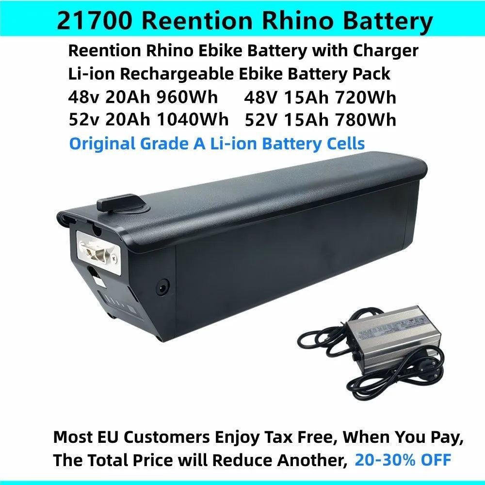 48V 52V 15Ah 20Ah Reention Rhino Li-ion 21700 E-bike Battery for - VirtuousWares.Store