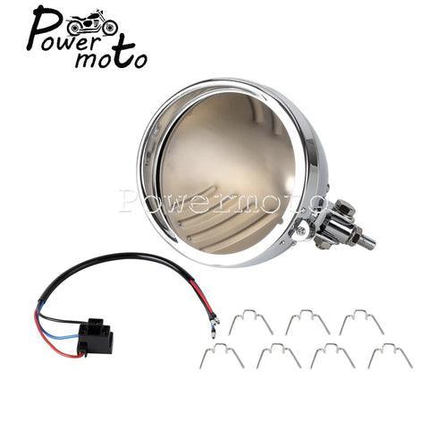 5.75 inch Motorcycle Steel Headlight Housing Bucket Lighthouse Shell - VirtuousWares.Store