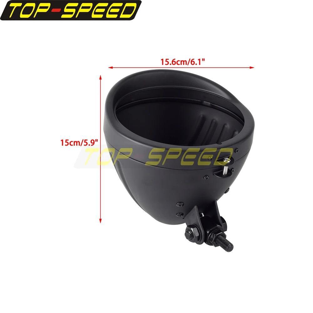 5.75" Universal Motorcycle Headlamp Housing Round Headlight Mount - VirtuousWares.Store
