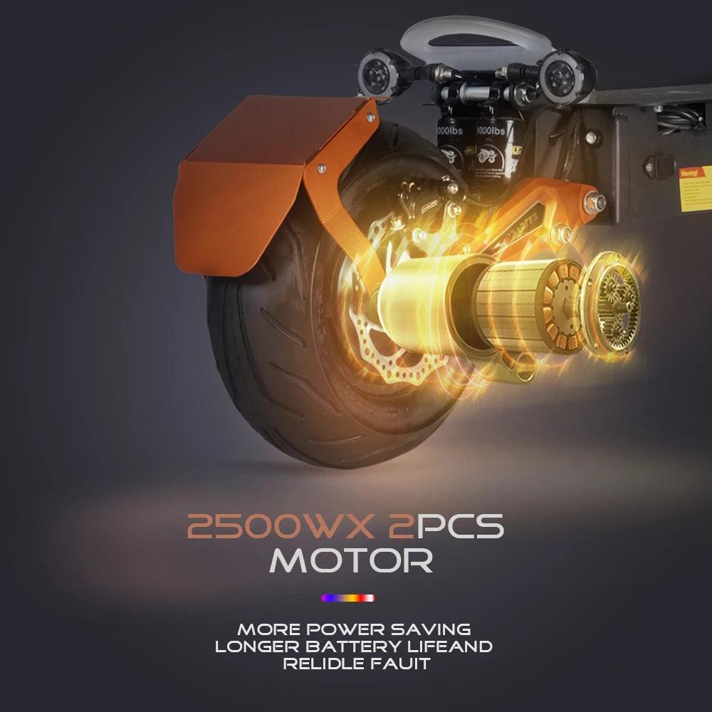 5000W Dual Motor Electric Scooter 48V 35AH Detachable Battery 120KM Long Range 12 Inch Demolition Tire Escooter for Adults - VirtuousWares.Store