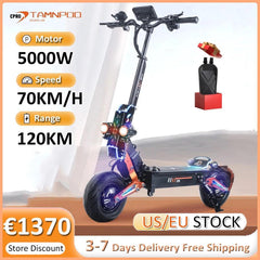 5000W Dual Motor Electric Scooter 48V 35AH Detachable Battery 120KM Long Range 12 Inch Demolition Tire Escooter for Adults - VirtuousWares.Store