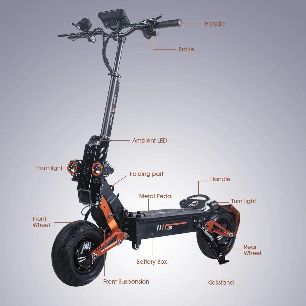 5000W Dual Motor Electric Scooter 48V 35AH Detachable Battery 120KM Long Range 12 Inch Demolition Tire Escooter for Adults - VirtuousWares.Store