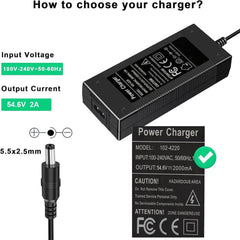 54.6V 2A Electric Scooter Charger, Replacement Power Supply Adapter - VirtuousWares.Store