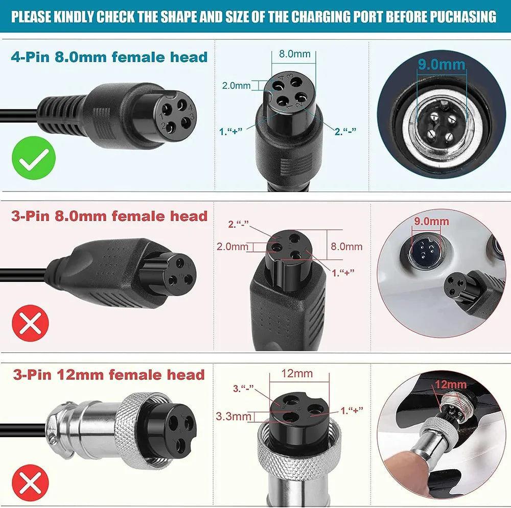 63V 2A 4 Prong Scooter Charger for Ninebot S/Mini PRO/Mini lite / L8 / - VirtuousWares.Store