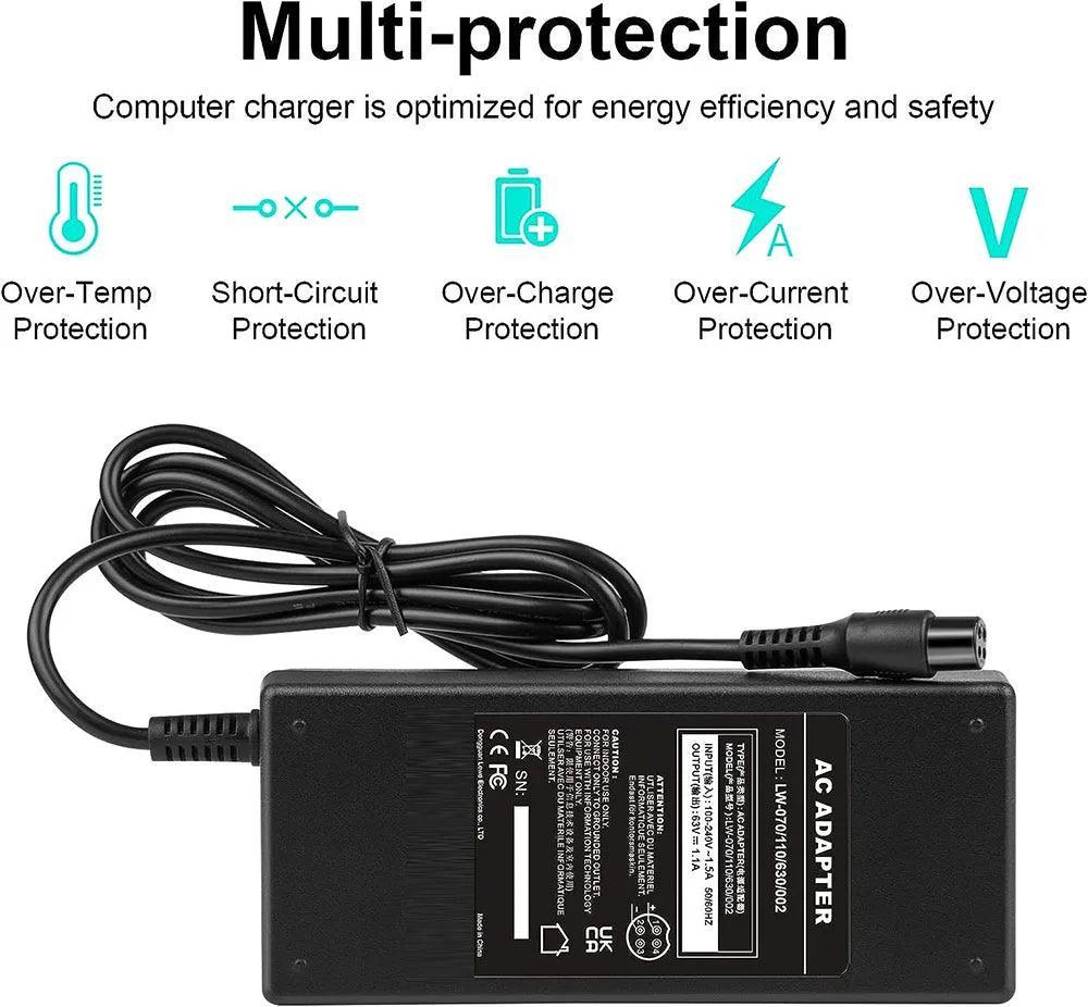 63V 2A 4 Prong Scooter Charger for Ninebot S/Mini PRO/Mini lite / L8 / - VirtuousWares.Store