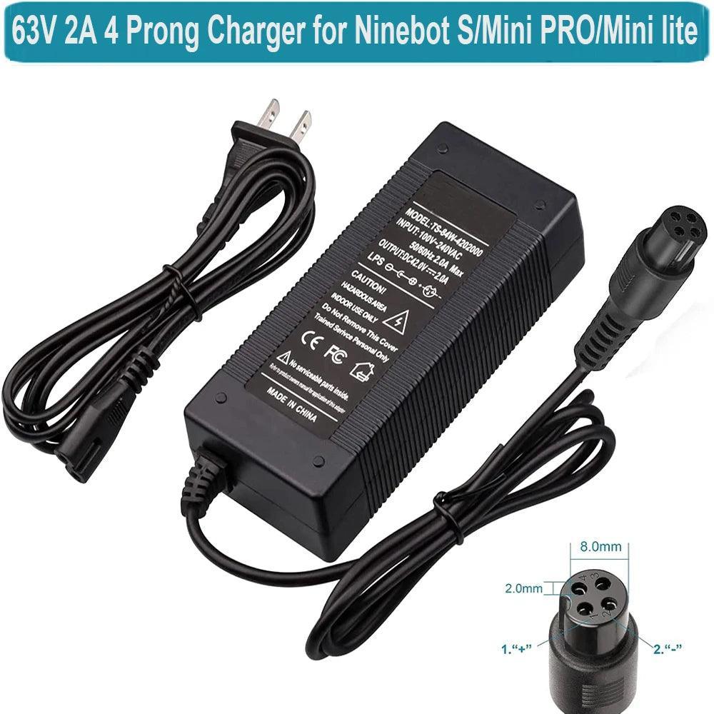 63V 2A 4 Prong Scooter Charger for Ninebot S/Mini PRO/Mini lite / L8 / - VirtuousWares.Store