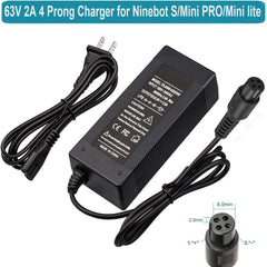 63V 2A 4 Prong Scooter Charger for Ninebot S/Mini PRO/Mini lite / L8 / - VirtuousWares.Store