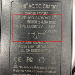 67.2V 3.5A Fast Charger Quick Charging for 60V Kaabo Electric Scooter - VirtuousWares.Store