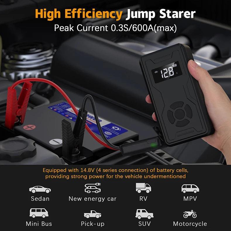 2 in 1 Portable Electric Tire Inflator Pump Power Bank Car Air