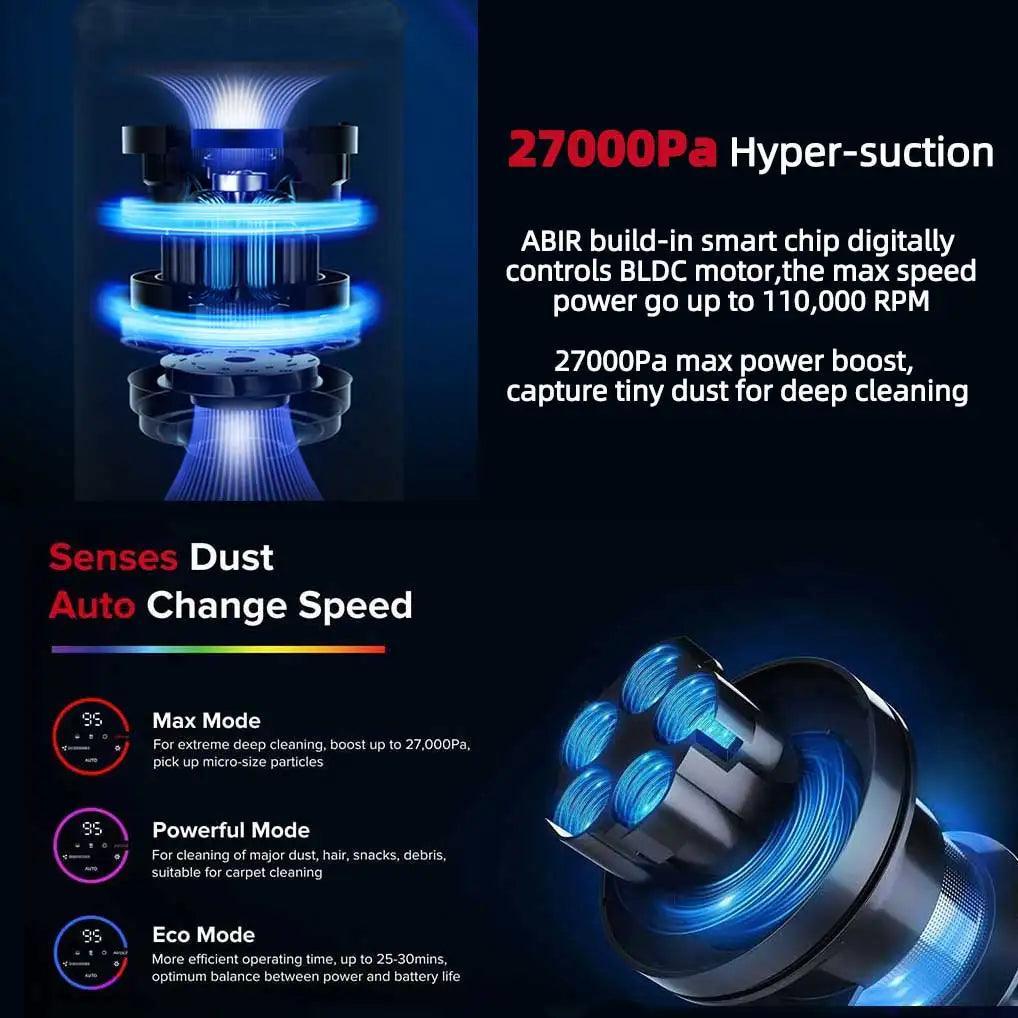 ABIR VC205 Cordless Handheld Vacuum Cleaner,27000PA,Touch Screen,Smart - VirtuousWares.Store