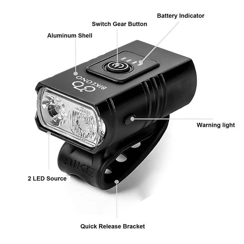 Bicycle Light T6 LED Front USB Rechargeable MTB Mountain Bicycle Lamp - VirtuousWares.Store